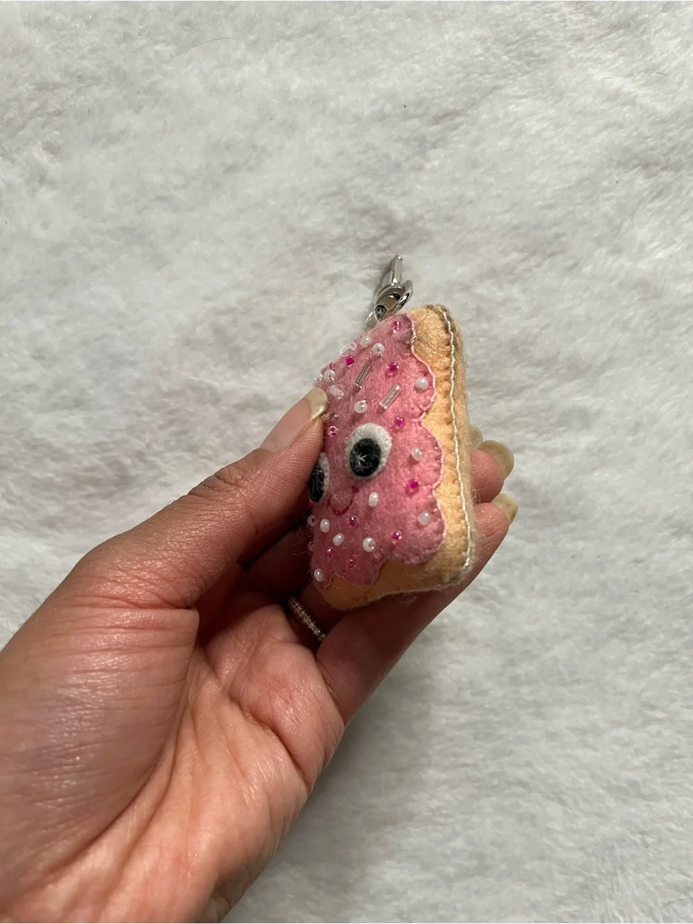 Pop tart Pink Felt Pop-Tart Keychain with Beaded Sprinkles